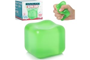 BounceBack Glow Cube - Soft Silicone Stress Ball for Kids & Adults | Glow in the Dark Autism Fidget Cube Gift | Squishy Sensory Toy for Stress & Anxiety Relief, ADHD Present for Girl Boy | Mondiko®
