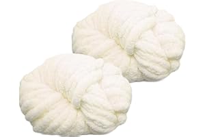 YUSHENGTAI Lana Grossa per Coperte a Mano, 2 Pezzi 500g Bianco Latte Lana Grossa Morbido e Confortevole, Gomitolo lana Grossa, Gomitolo Ciniglia Grossa Cuscini, Coperte, Sciarpe, Cappelli Lavorati a Maglia