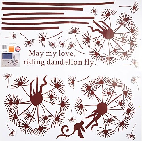 Walplus 50x70 cm Wall Stickers Dandelion Removable Self-Adhesive Mural Art Decals Vinyl Home Decoration DIY Living Bedroom Office Décor Wallpaper Kids Room Gift, Multi-colour