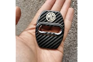 LEDSIX 4 Uds Cubierta Cerradura Puerta, para MG MG4 MG5 ZS HS EZS EHS EV 2023 2022 Cubierta Cerradura Puerta Coche Carcasa Protectora Carcasa Accesorios Decorar,Carbon Fiber