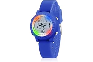HMJIA Orologio per bambini Digita 3 ATM, impermeabile con allarme, cronometro lampeggiante, luci posteriori, cinturino in silicone per compleanno, per bambini da 3 a 12 anni, giallo.