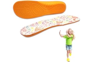 BULLTEK Ortopedyczne wkładki dla dzieci z podporą łuku i podwyższeniem pięty z pianki lateksowej, oddychająca podeszwa do płaskich stóp, podeszwa z zapaleniem powięzi