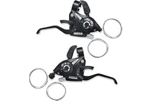 BESNIN Manette de Vélo Frein de Vélo 3x7/3x8 Vitesses, Combinaison de Levier de Frein et de Vitesse, Shifters de Rechange pour Bicyclette (3×7 Vitesses)