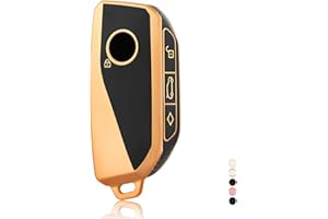 OFF WE GO Funda Llave Coche Carcasa para Mando con BMW X1 X4M X5 X6 X7 2er 3er 5er 7er iX/i4/i7 XM Casos de la Cubierta de Llave TPU Funda Tarjeta Llave, Oro Negro