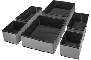 Puricon 6 Boîtes de Rangement Ouvertes pour Etagère Armoire et Placard, Paniers de Rangement Pliables en Tissu pour Jouets, Livres, sous-vètements dans Chambre d'enfant, Salon et Salle de Bain-Gris