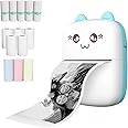 Beauenty Mini Pocket Printer for Note Photo Web Document Printing, Thermal Printer with 13 Rolls Printing Paper, Wireless Bluetooth Printer for Android iOS Smartphone