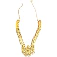 VAMA FASHIONS Traditional South Indian Goddess Laxmi Haar Temple Jewellery Mahalakshmi kasulaperu Lakshmi Necklace Set for Women