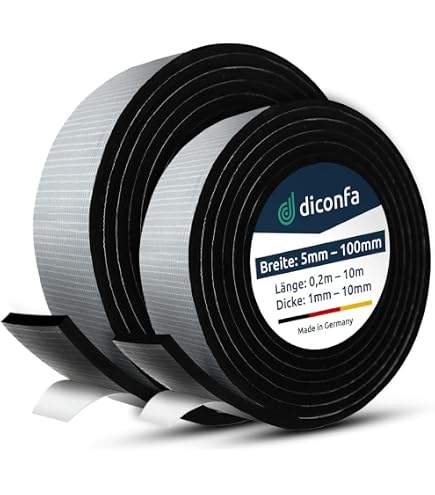 HSF EPDM Vollgummi-Dichtband Selbstklebend – 50 Mm X 1 Mm X 9,5 M, Für Innen & Außen