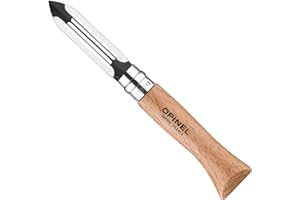 Opinel - Eplucheur de Poche pour Fruits et Légumes - Lame 6 cm Acier Inox, Manche Bois de Hêtre - Epluche-Légumes pour Gauchers et Droitiers - Coupe Facile