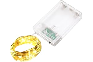 LQWELL Guirlande lumineuse LED 2M 20LED, micro-guirlande lumineuse à piles, mini lampe étanche en fil de cuivre, blanc chaud, 2 modes, pour Noël, mariage, festival, fête, décoration d'intérieur