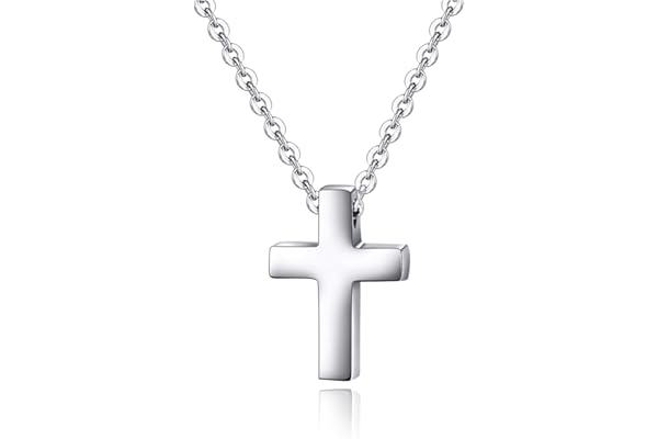 Collier en acier inoxydable avec petite croix pour enfants, garçons et filles