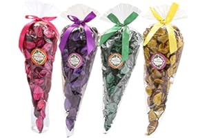 TooGet 4 Bolsas de popurrí con Aroma a Rosa, jazmín, Lavanda y limón, Flores secas, Bolsa de Fragancia Natural de Plantas para el hogar, Bolsa de Fragancia de pétalos, 5.6 onzas