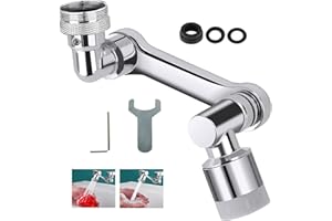 1080 Degrés Aérateur de Robinet, FaJoek Robinet Articulé Lavabo, Robinet Filtre Anti-Éclaboussures Universel, Rallonges de Robinet, Robinet Filtre 1080 Rotation Réglable Cuisine Robinet Filtre 2 Modes