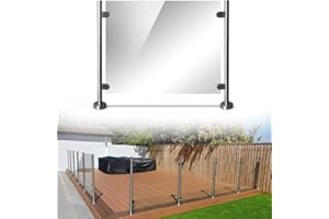 Panoroof 10mm Toughened Balustrade Safety Glass Panels, Polished Edges and Dubbed Rounded Corners - Glass, Poles & Clamps (2pcs Corner 90° Pole with 4 Clamps Stainless Steel)