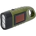 iTimo Handkurbel Wiederaufladbare Solar LED Taschenlampe, Dynamo Notlicht im Freien, Tragbar Camping Lampen, mit Karabinerhak