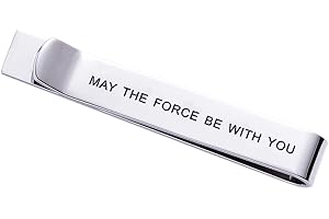 LPARKIN Pince à cravate May The Force Be with You - Star Wars - Cadeau amusant - En acier inoxydable - Finition polie - Pour homme et femme