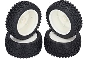 Tomotato 4 Pezzi di Pneumatici RC, Mozzi Ruota Telecomandati Sostituzioni di Pneumatici in Gomma per Buggys da Auto da Corsa 1/10 RC