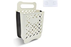 MULTIVALUE MutiValue Cesto para la colada, estilo minimalista, plegable, portátil, montado en la pared, cesta de plástico con ganchos, ahorra espacio, accesorios del hogar para almacenamiento de ropa sucia