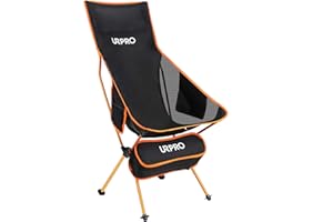 URPRO Outdoor Camping Chair Portable Lightweight Folding Camp Chairs with Headrest & 2-sided Pocket High Back for Outdoor Backpacking Hiking Fishing Travel Picnic