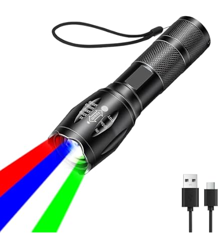 ALONEFIRE X37 Multicolor LED Flashlight - 4 Color RGBW USB Rechargeable Hunting Light