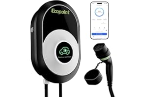 ECOPOINT Borne de Charge Véhicule Électrique 7,2kW Monophasé Rapide, EV Wallbox Type 2 avec 5 Mètres Câble, Station de Recharge Smart WiFi et TUYA APP, Courant Réglable 32A, Temps de Charge Planifié