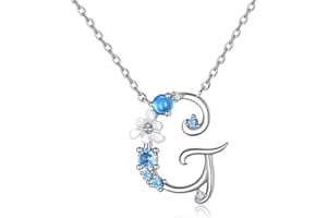 VIKI LYNN Collier Pendentif Lettre Initial A en Mon Collier Prénom Personnalisé en argent fin 925 et Oxyde de zircon Idée cadeau noël pour vos amis Vente seule