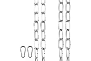 BOEYELENY Edelstahlkette Meterware,3.2mm 3M Kette Edelstahl stahlkette meterware,304 mit Karabiner Kette zum Aufhängen Hundekette Hängesessel Verlängerungskette(3.2mm(3M)