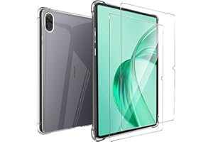 MEMELOKA Cover per HONOR Pad X8A 11 Pollici + 2 Pezzi Vetro Temperato, Trasparente Morbido TPU Silicone Protettiva Custodia Antiurto Anti-Graffio Bumper con Angoli Rinforzati