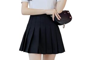 nonotse Women Girls High Waist Pleated Skater Tennis School Short Skirt