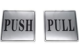 NanTun Segno di porta autoadesivo quadrato push pull con adesivo a doppio lato - Argento 1 paio