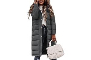 Tuopuda Larga Acolchado Abrigo para Mujer Chaqueta con Capucha Abrigo Largo Ligero y Resistente al Viento con Cremallera y Bolsillos