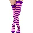 Crazy Chick ® New Ladies Over The Knee Socks, Womens Printed Long Knee-High Striped Cotton Stockings Thigh High Fancy Dress Party Accessory For Daily Wear
