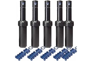 Suinga Pack 5 Aspersor R.Bird 5004-PC. Alcance 7,6 a 15,2 MTS. Rosca 3/4" Hembra - Aspersor de Jardin emergente - Turbina de Riego, Negro