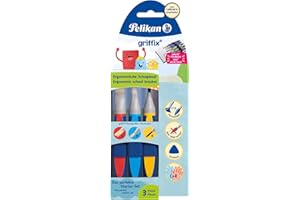 ‎PELIKAN Pelikan griffix 3er Pinsel-Set, mit 2 Borstenpinseln (Größe 12, Größe 6), sowie 1 Haarpinsel (Größe 6), mit Pinselband