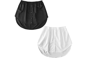 KODWIS Falda Camisa Falsa Mujer, 2 Piezas Extensores de Camisa Falsa Mujer Falda Falsa Parte Superior Inferior Ajustable con Capas para Mujer Camisa Falda Falsa de Barrido Inferior (Negro+Blanco)