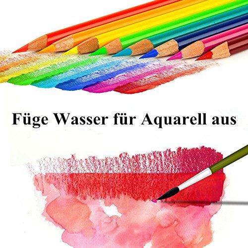Feelily 72 Farben Aquarell Bleistift Set / Zeichnung Kunst Wasserlösliche Buntstifte Supplies Roll UP Waschbare Leinwand Bleistift wickeln für Artist Sketch, Aufrollbare Canvas Pencil Case Included - 3
