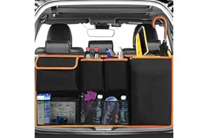 MEISHANG Organisateur de Coffre de Voiture,Organisateur Coffre Voiture,Rangement Coffre de Voiture,Trois Bandes Fixes Avec un Design Arrière en Velcro Antidérapant,SUV MPV Organisateur de Coffre