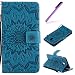 Produktbild EMAXELERS Galaxy J7 Pro Hülle 3D Sunflower Blume PU Leder Ledercase Flip Wallet Schutzhülle für Samsung Galaxy J7 2017 Europe Version,Blue Left and Right Sunflower