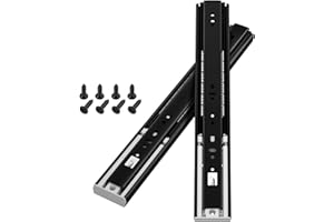 AOLISHENG Push to Open Drawer Runners Drawer Slides 600mm Heavy Duty 45kg Load Capacity Draw Sliders Full Extension Ball Bearing Kitchen Cabinet Replacement Draw Runners Side Mount, Black 1 Pair