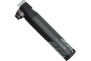 GIYO GM-45CT - Minibomba de bicicleta de 2 fases de alto volumen (80 cc) / bomba de aluminio de alta presión (7 bar) para bicicleta de montaña, válvula Clever Twin (Presta/Schrader/Dunlop), tamaño de