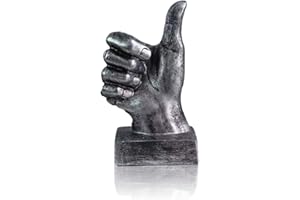 LEPENDOR Silver Polyresin Hand Gesture Desk Statues Finger Sculpture Decor - Silver Thumbs up Sculpture