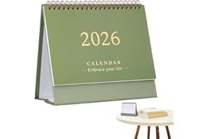 NUOBESTY Calendrier De Bureau 2026 Vert Olive 7 Mois 2025-2026 Planificateur Mensuel Sur Pied Simple Pour Maison Bureau ÉCole Avec Espace Notes