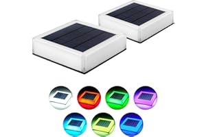 ILIKEPOW 2pcs Solar Lights Outdoor Lighting Colour Changing for Posts, Deck, Fence, Patio, Garden Post Cap Lamp Waterproof RGB Colours