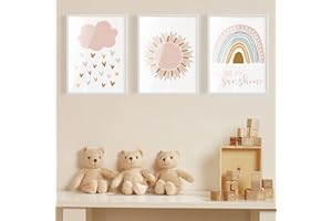 DNGH Quadri Cameretta Bambino Poster Cameretta Bambini Cartone Animato Sole Nuvola Arcobaleno Poster per Neonato Ragazzi Ragazze Bambini Soggiorno Camera da Letto Decorazione da Parete
