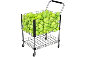 CStern Carro para Pelotas de Metal, Carro para Pelotas de Tenis con Ruedas, Carro con Puerta para Bolas y Tapa, Carro de Malla para Deportes, con Cerradura, Canasta para Pelotas de Tenis para pabelló