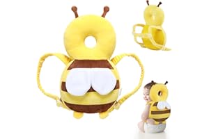 ZoneYan Verstellbare Baby Kopfschutz Kissen, Atmungsaktive Head Schutzpolster, Kopf und Rückenschutz für Kinder von 4 bis 24 Monaten, Krabbeln und Laufen Lernen, Biene (Gelb)