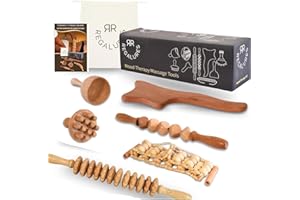 REGALURES kit de maderoterapia abdomen corporal - 6 masajeadores - abdomen profesional - copa sueca maderoterapia - rodillo - tabla moldeadora maderoterapia - masajes linfatico con madera