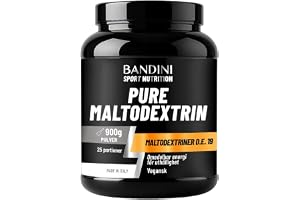 Bandini® Pure Maltodextrin - Maltodextrine i veganskt pulver - 900 g | Kolhydratbaserat tillskott - Avsedd för idrottare, långsam och konstant frigöring av energi - 100% vegansk