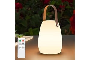 MALUX Lampe de table LED extérieur 1 pièces avec Télécommande Blanc chaud 8 couleurs Intensité variable Lampe de Table sans fil étanche IP44 pour votre maison et jardin (Cuir,petit)