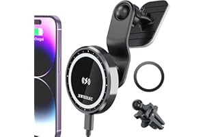 XWXELEC Magsafe Ladegerät Auto, 15W Magsafe Autohalterung Mit Ladefunktion, Handyhalterung Auto Magsafe, für iPhone 12/13/14/Pro/Max/Plus/Mini, für Magsafe Case & No Case, Schnelles Aufladen